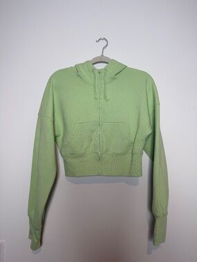 Wild Fable Lime Green Cropped Zip Up Hoodie Size Medium